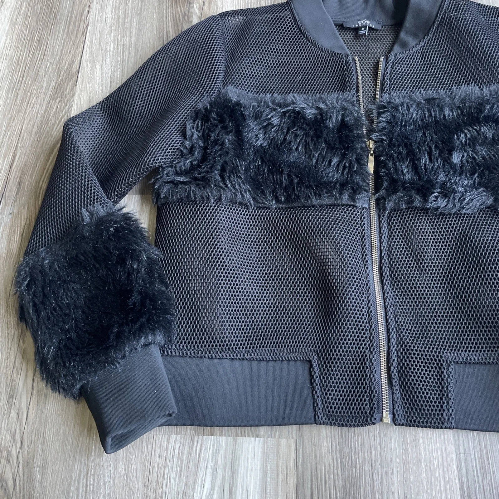 WOW Couture Mesh Net Jacket Black Women's M See - Image 4