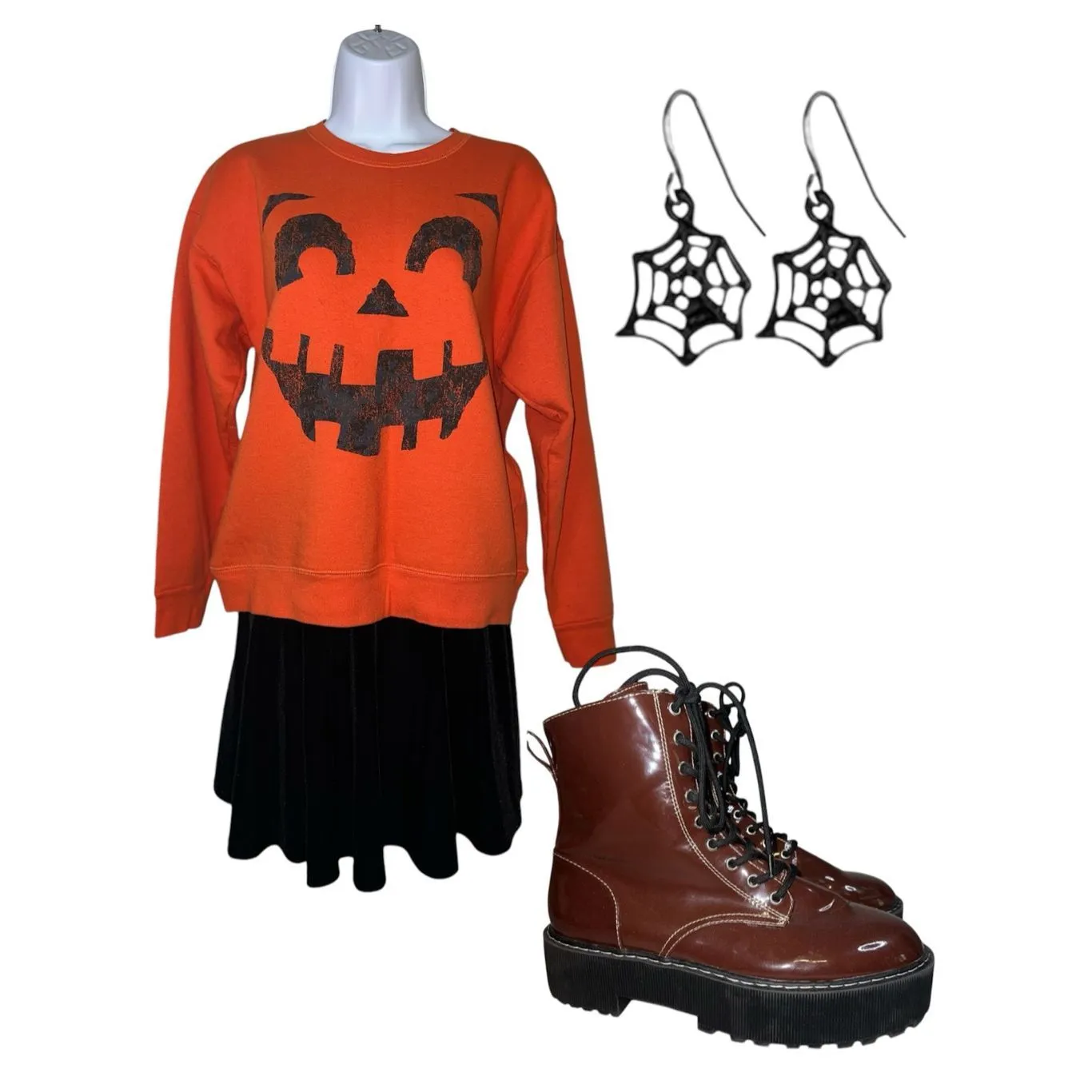 Spirit Halloween Black Velvet Skater Mini Skirt Large - Image 5