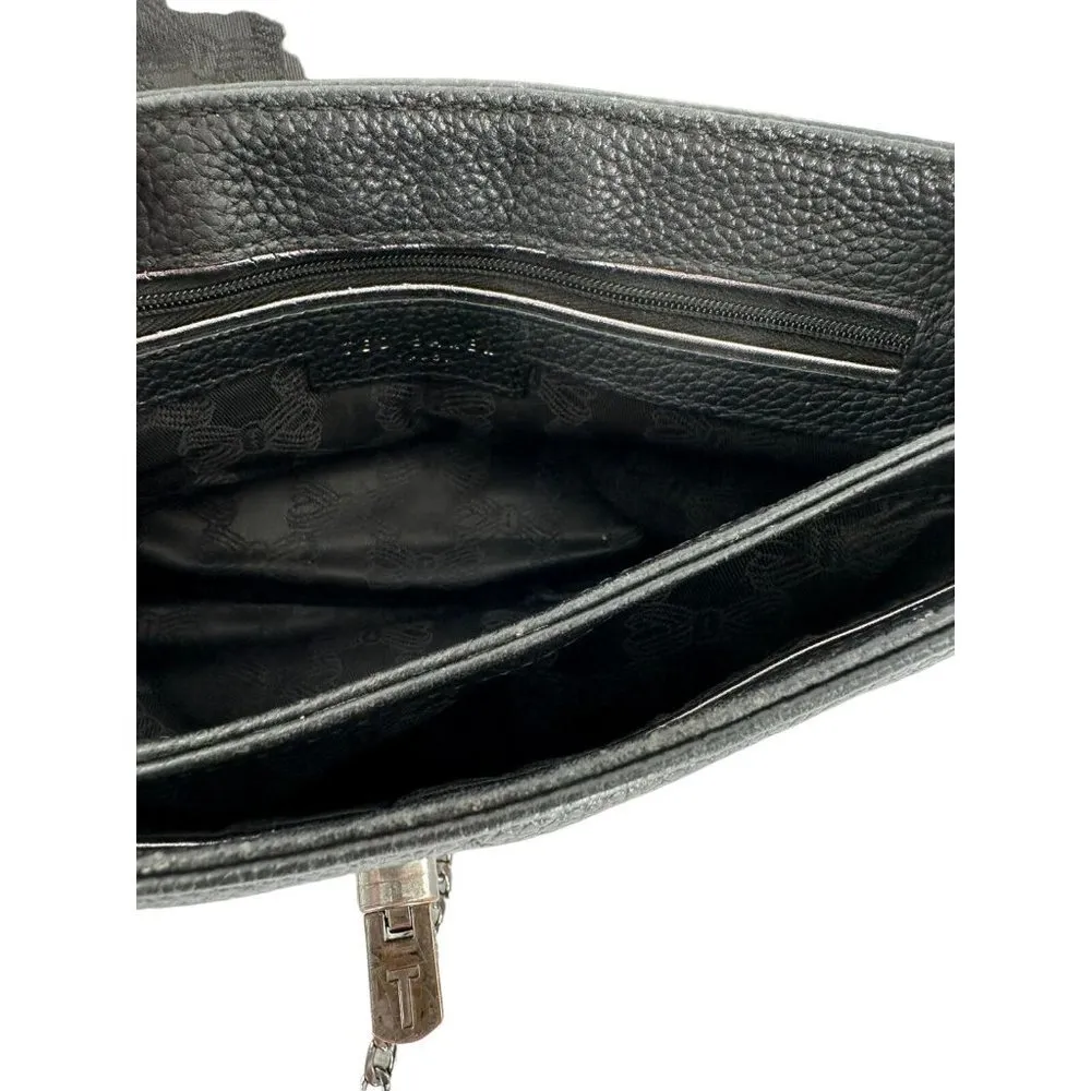 Ted Baker Black Pebbled Leather and Suede Crossbody Shoulder Bag - Image 5