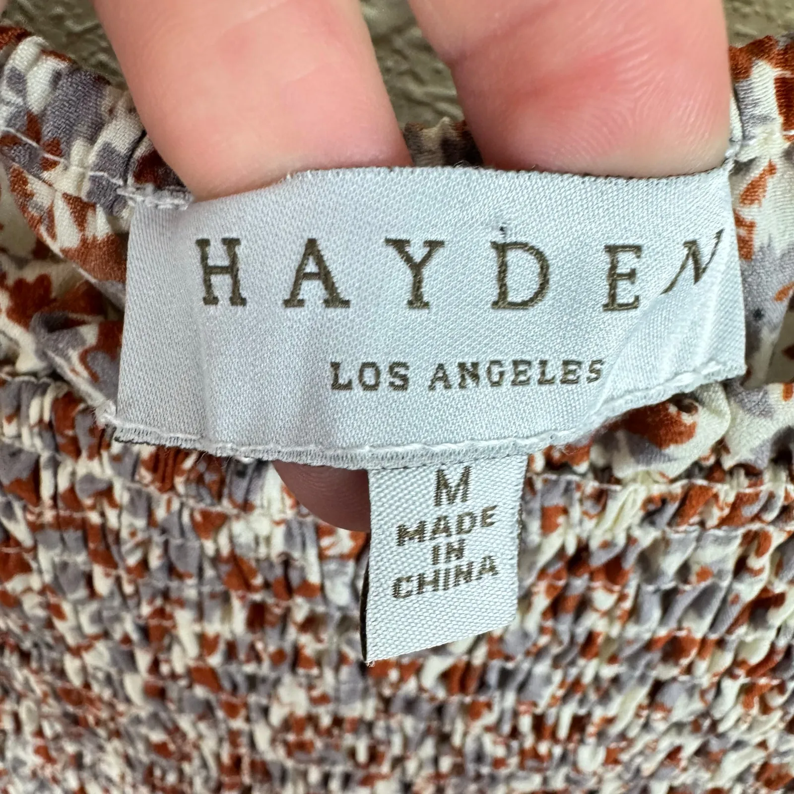 HAYDEN Floral Fall Autumn Smocked Square Neck Long Balloon Sleeve Blouse‎ Size M - Image 5