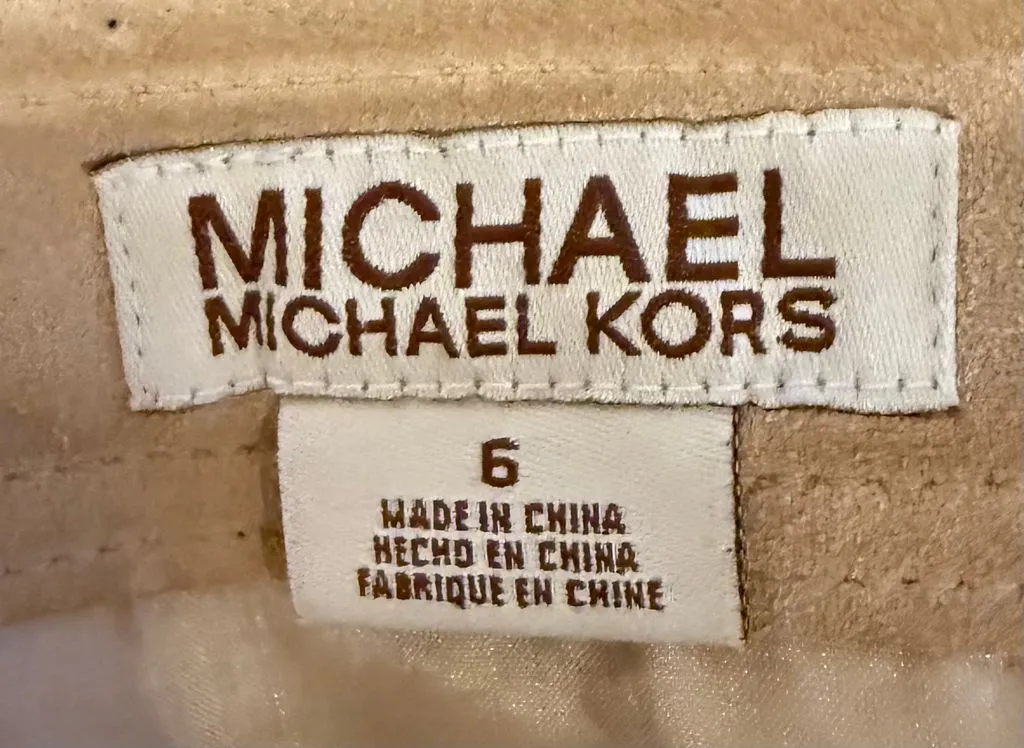 Michael Kors Women's Suede Skirt Size 6 Brown Knee Length with Belt - Image 3