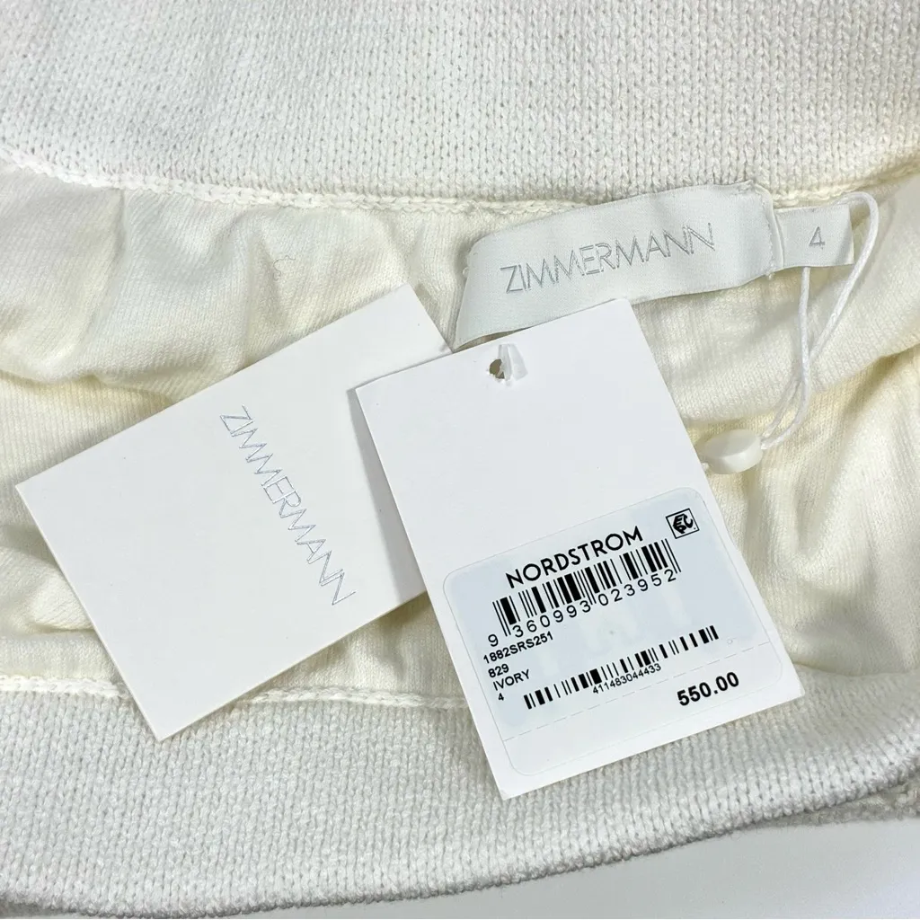 Zimmermann Wylie Flared Cotton Sweater Knit Midi Skirt Ivory US 12 AU 4 NWT - Image 15