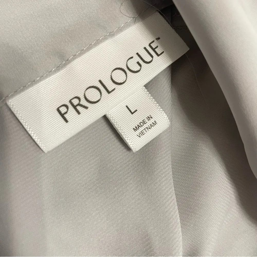 Prologue Women's Silver Tie Back Balloon Long Sleeve Chic Blouse - size L - Image 6