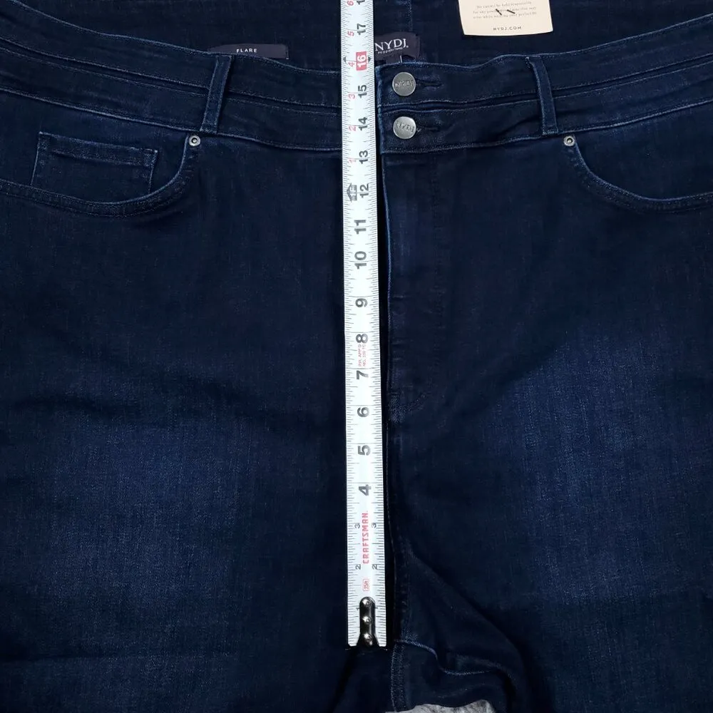 NYDJ Ava Ankle Flare Blue Dark Wash High Rise Paneled Jeans Plus Size 28W - Image 12
