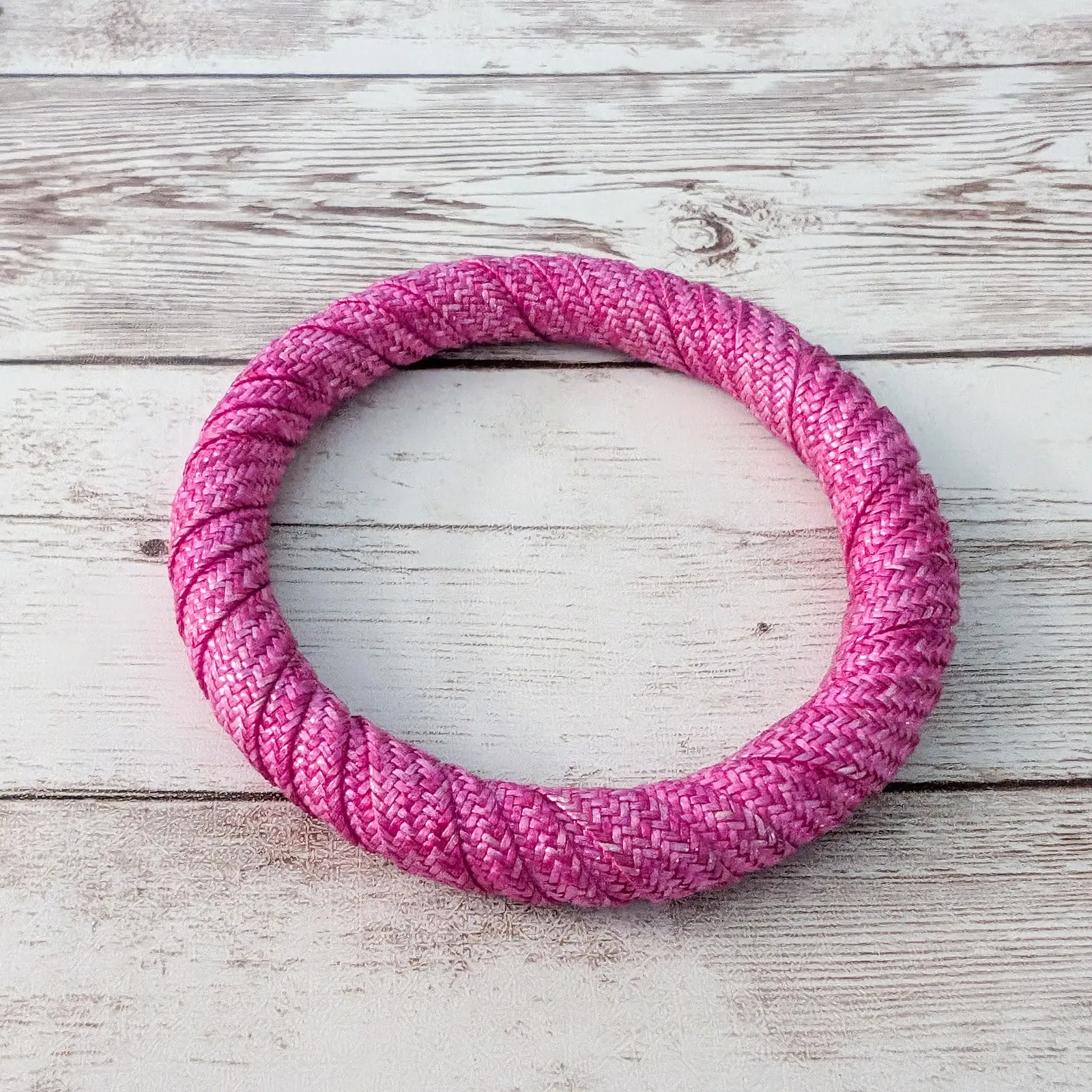 Vintage Bracelet Pink Cord? Wrapped Statement Bangle - Image 3