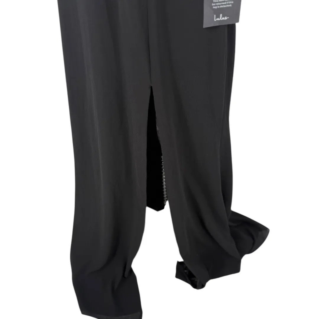 NWT Lulus Captured Your Heart Black Halter Maxi Dress High Slit Formal Sz Large - Image 12