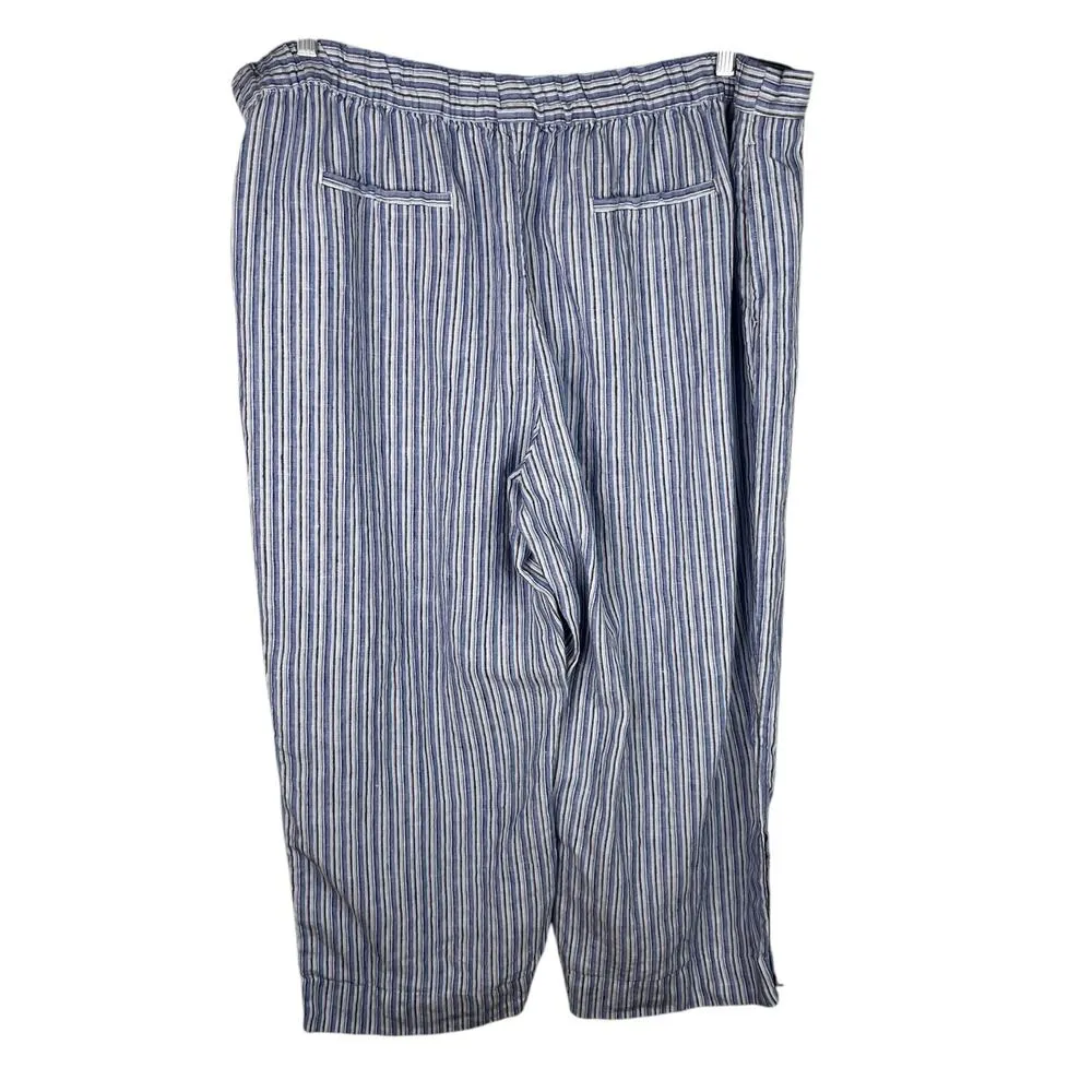 Chico's Linen Pants 4 Blue White Stripes XXL Size 20 - Image 10