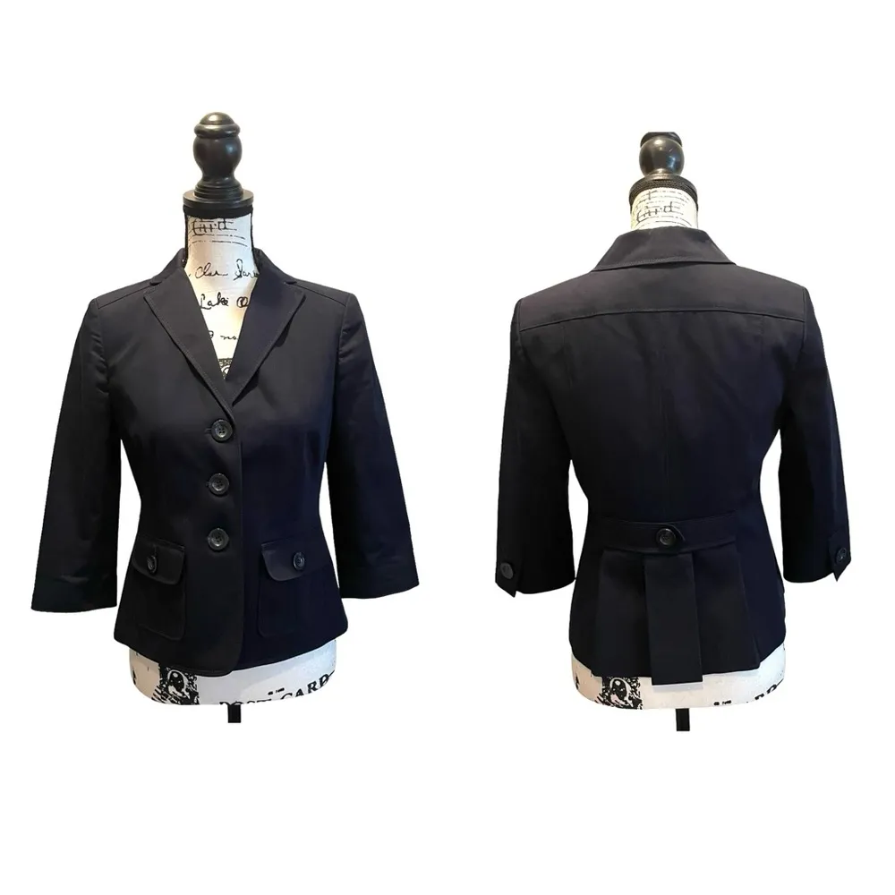 Ann Taylor Petite Blazer Jacket Navy Blue Size 4P 3/4 sleeves Nautical Business - Image 10