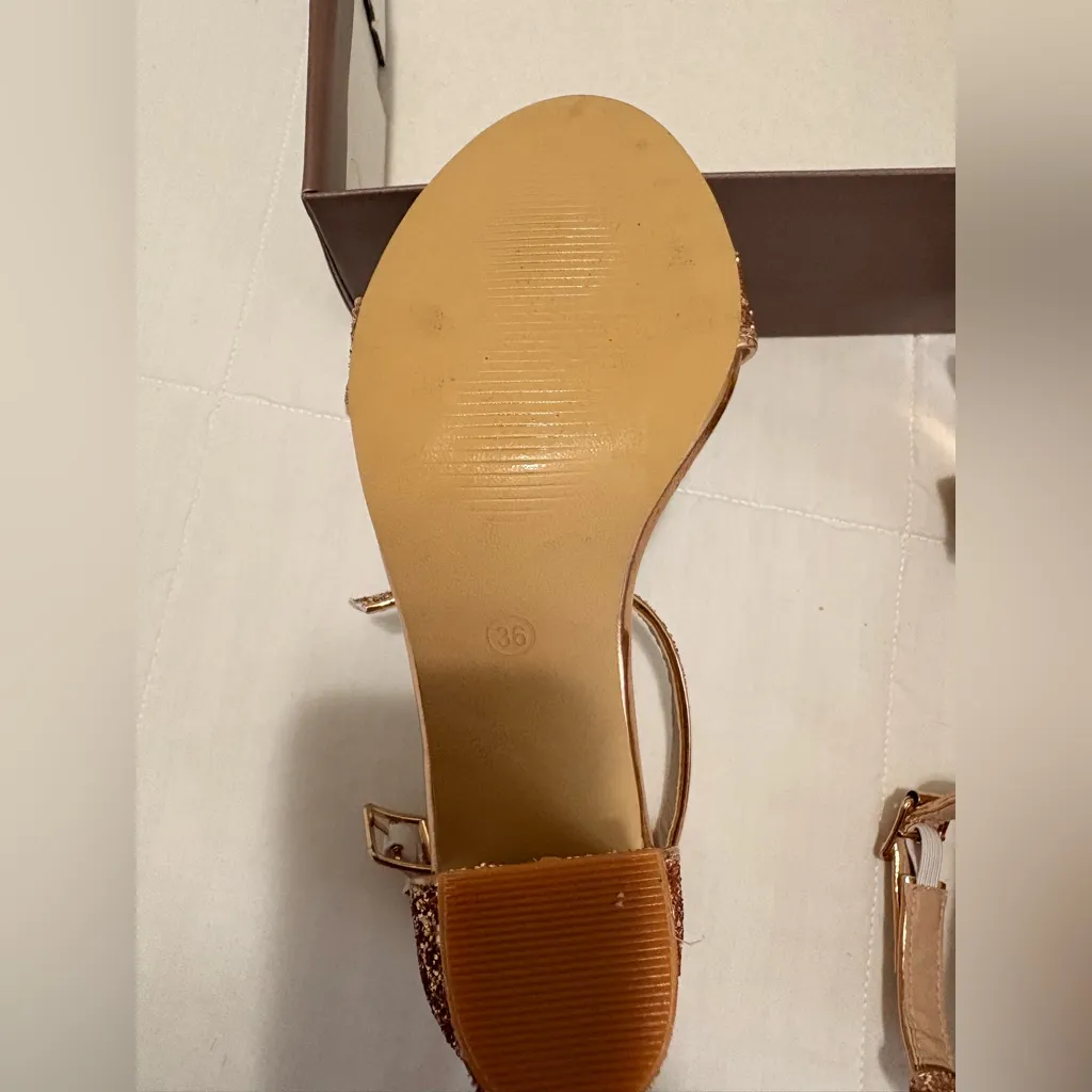 SHEIN Glitter Block Heel Sandals - Rose Gold - Image 6