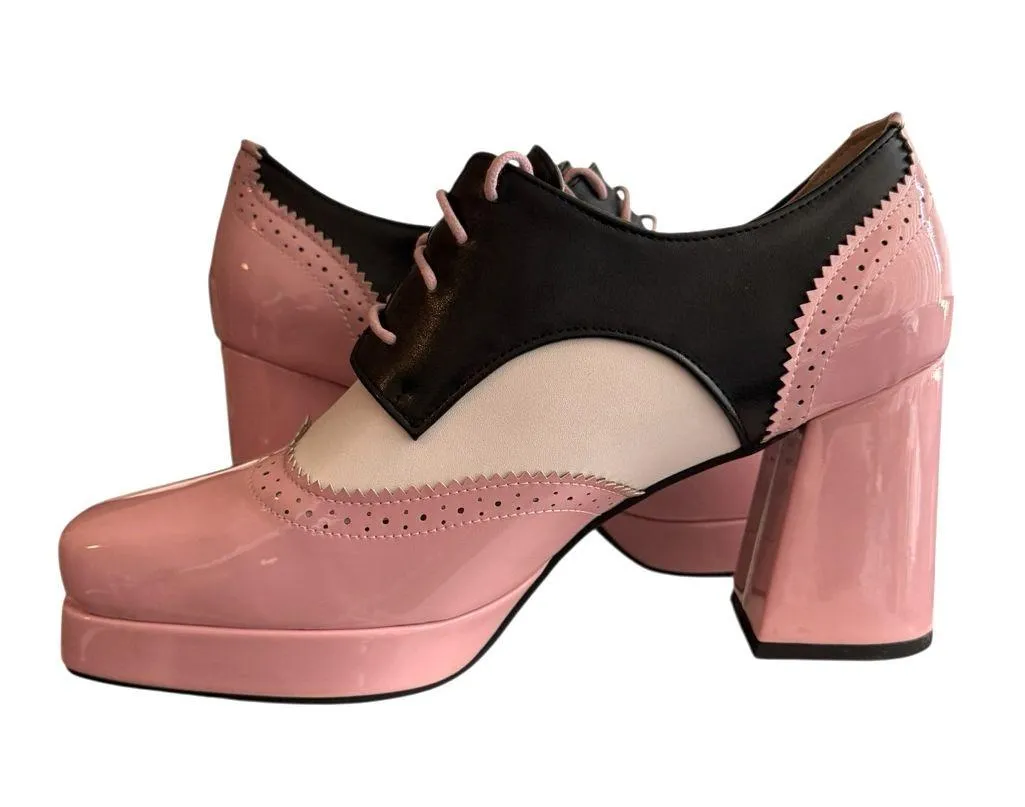 Women’s Square Toe Platform Shoes Lace Up Chunky Heels Gothic Pumps College Pink Size undefined - Image 3