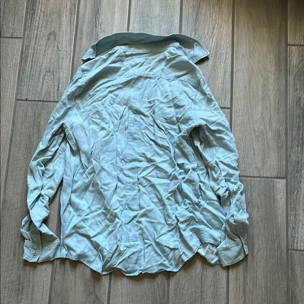 7 For All Mankind Blue Long Sleeve Button Down Shirt - Image 4