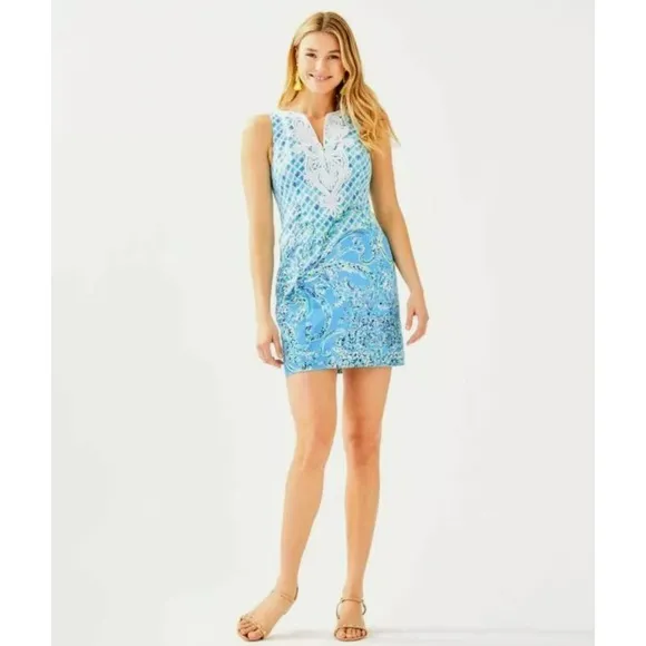NWT - 2019 Summer‎ Lilly Pulitzer Gabby Stretch Shift Bondi Blue Scuba Doo Dress - Image 2