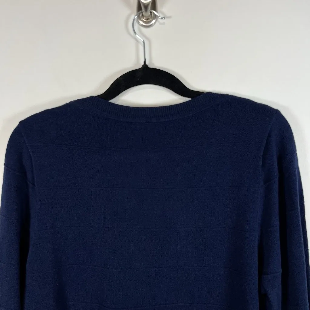 Lisa Todd Exposed Seam Tunic Sweater Crewneck Long Tie Sleeve Cotton‎ Navy Sz L Blue Size L - Image 9