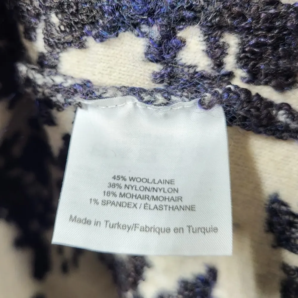 Tory Burch Wool Mohair Blend Floral Jacquard Sweater in Cream/Black/Navy - Image 6