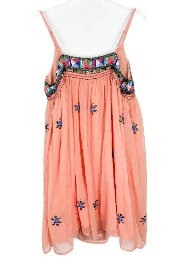 NWOT Boston Proper Embellished Beaded Swing Dress Sleeveless Orange Size XS NEW - Image 10
