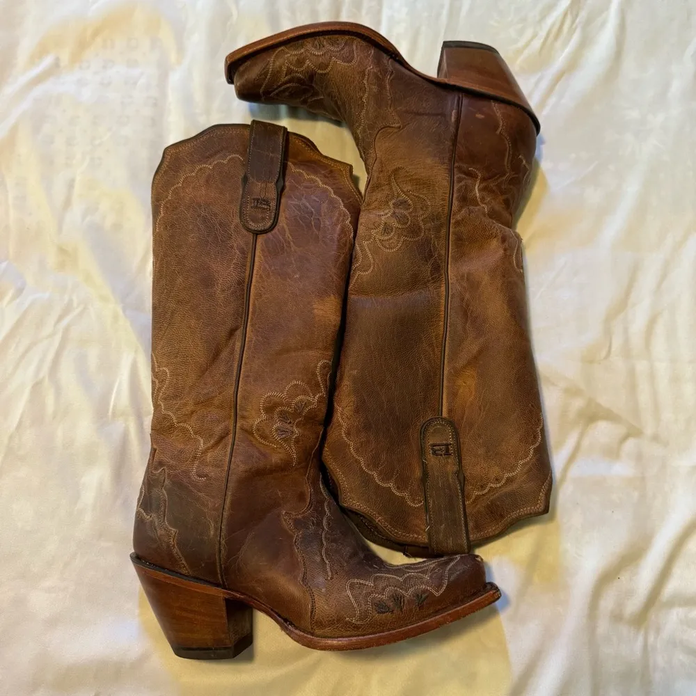 Tony Lama Women's Saigets Worn Goat Label Western Boots  Sz 6 - Image 13