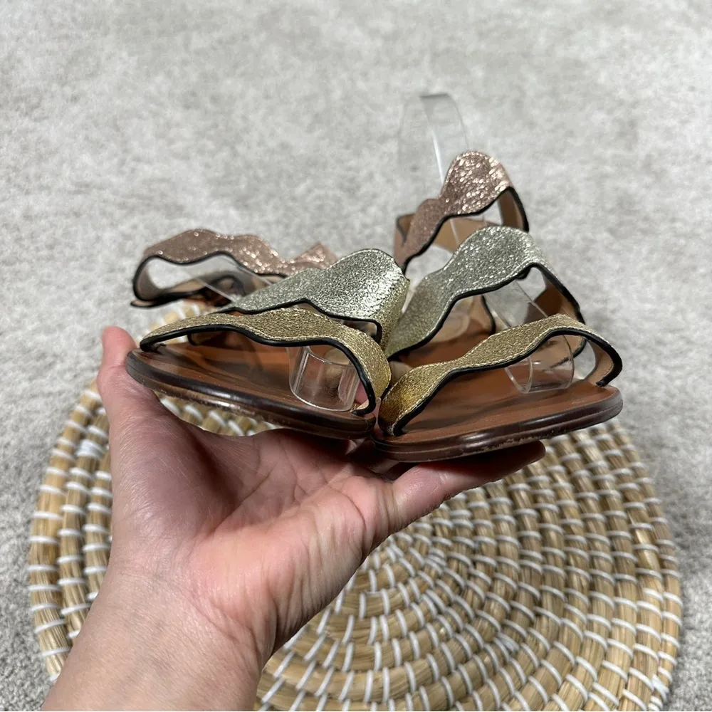 Marc Fisher Women’s Omalla Sandal Block Heels Rose Gold Silver Scallop Size 9M - Image 9