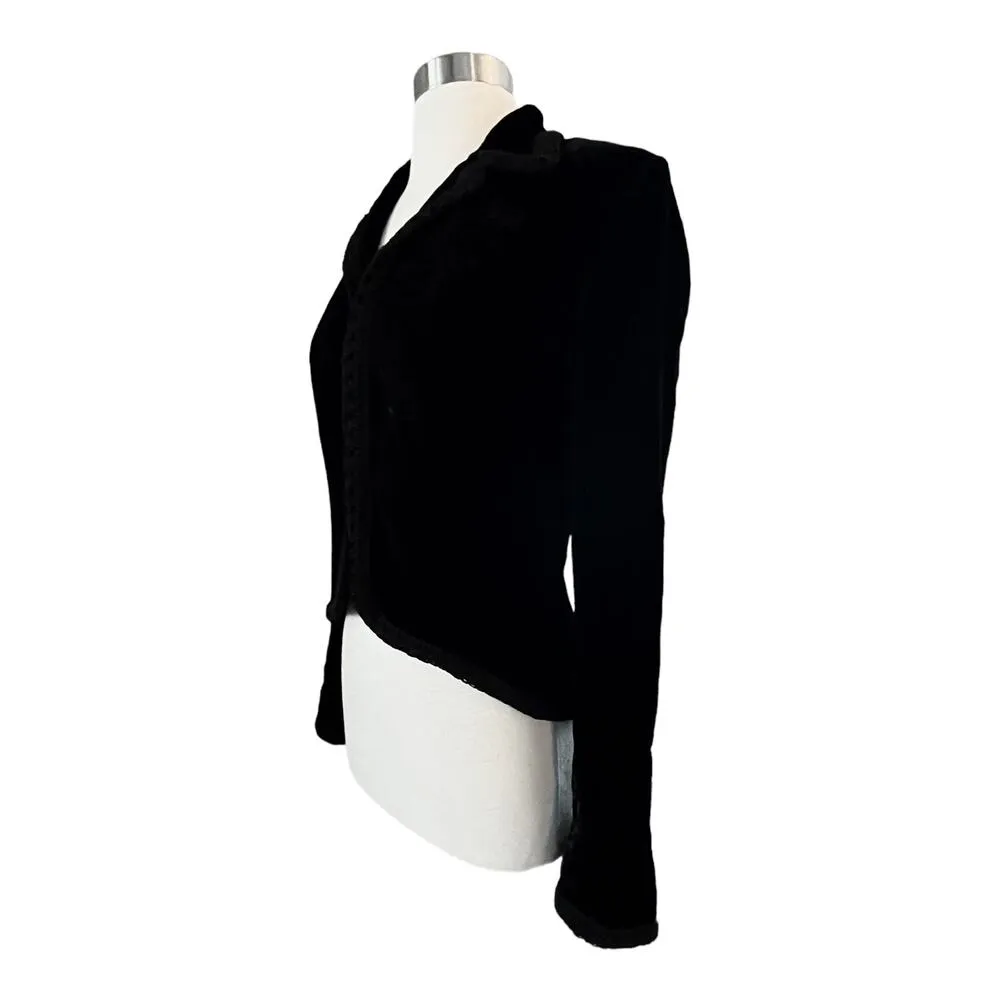 RALPH LAUREN Black Label Black Velvet Jacket Evening Lace Trim USA Union 10 EUC - Image 5