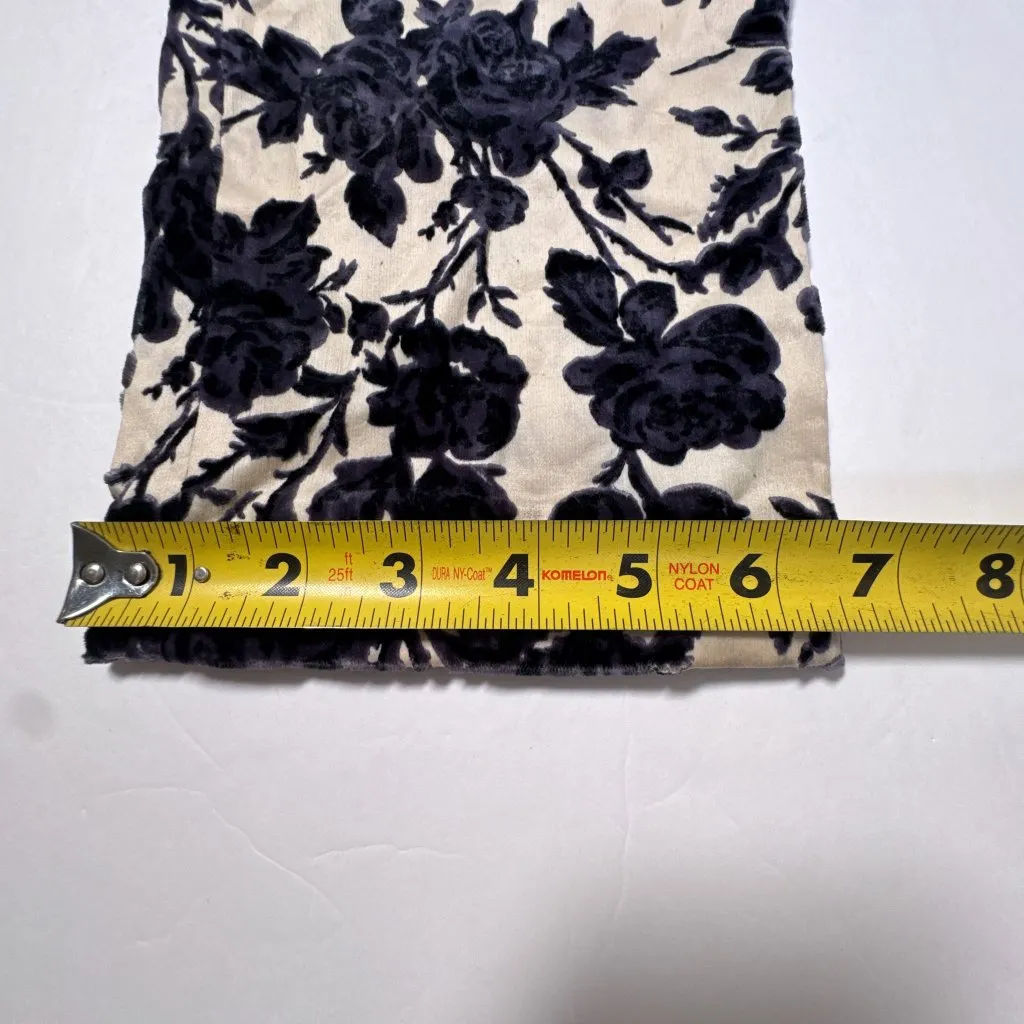 Tory Burch Dayton Floral Velvet Pants Size 8 Ivory Purple Flocked - Image 16