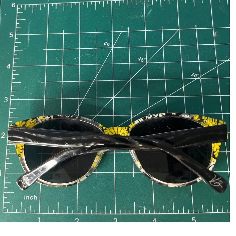 Vera Bradley Sydney Sunglasses Baroque Pattern Black and yellow 140 - Image 8