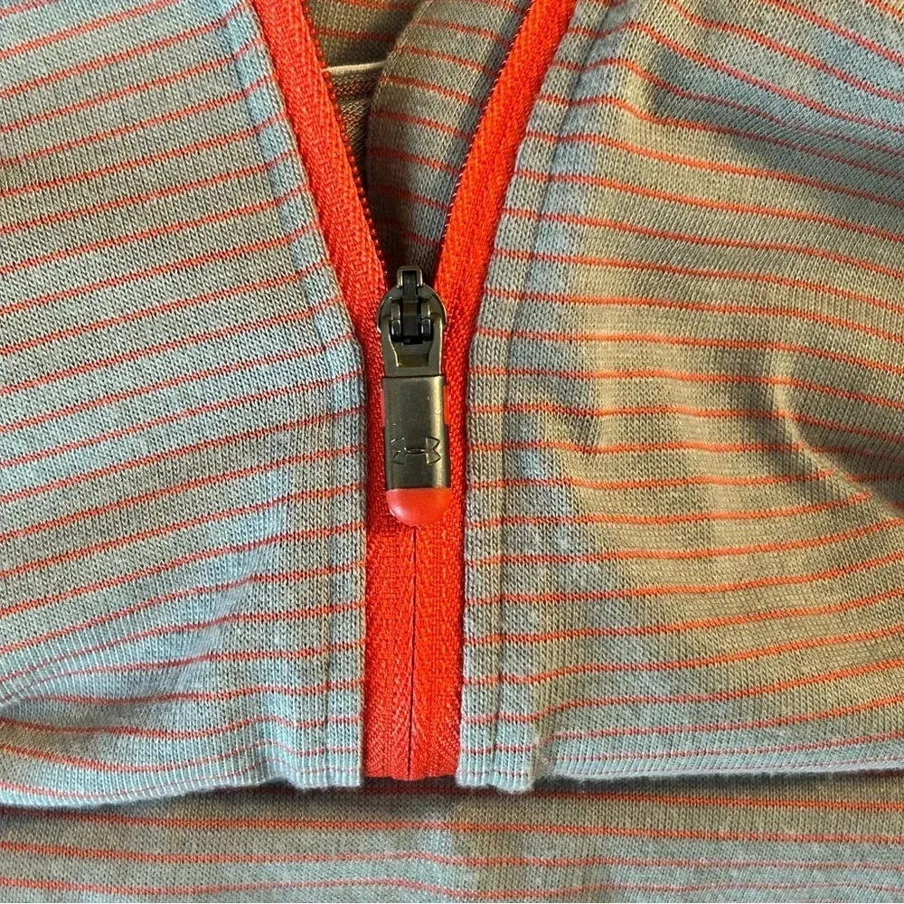 Under Armour RUN Threadborne Streaker Half Zip Pullover Women Gray Red Stripe - Image 7
