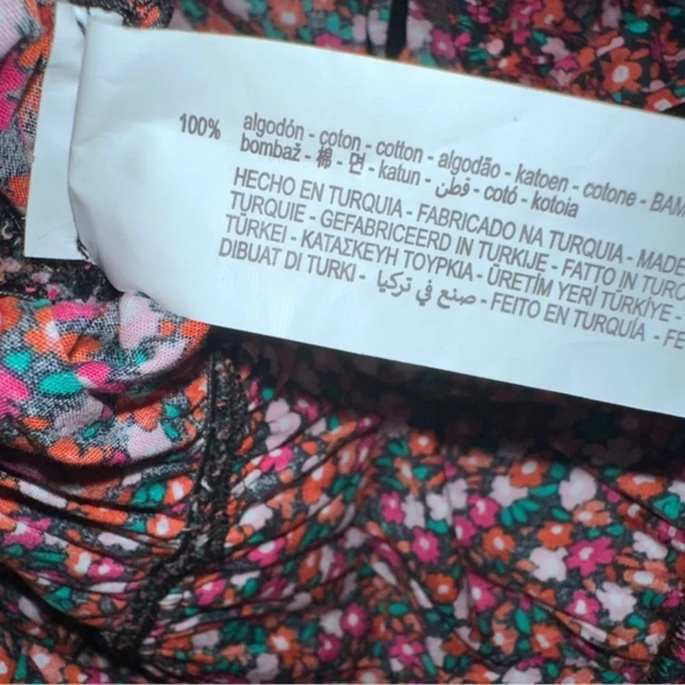 Zara floral poplin balloon sleeves cinched waist of shoulder crop blouse size XS - Image 9