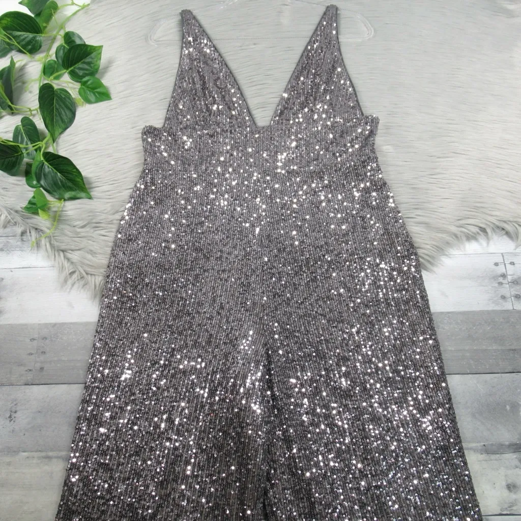 CAMILA COELHO Fabiolah Silver Sequin Wide-Leg Jumpsuit Women’s Size XL - Image 6