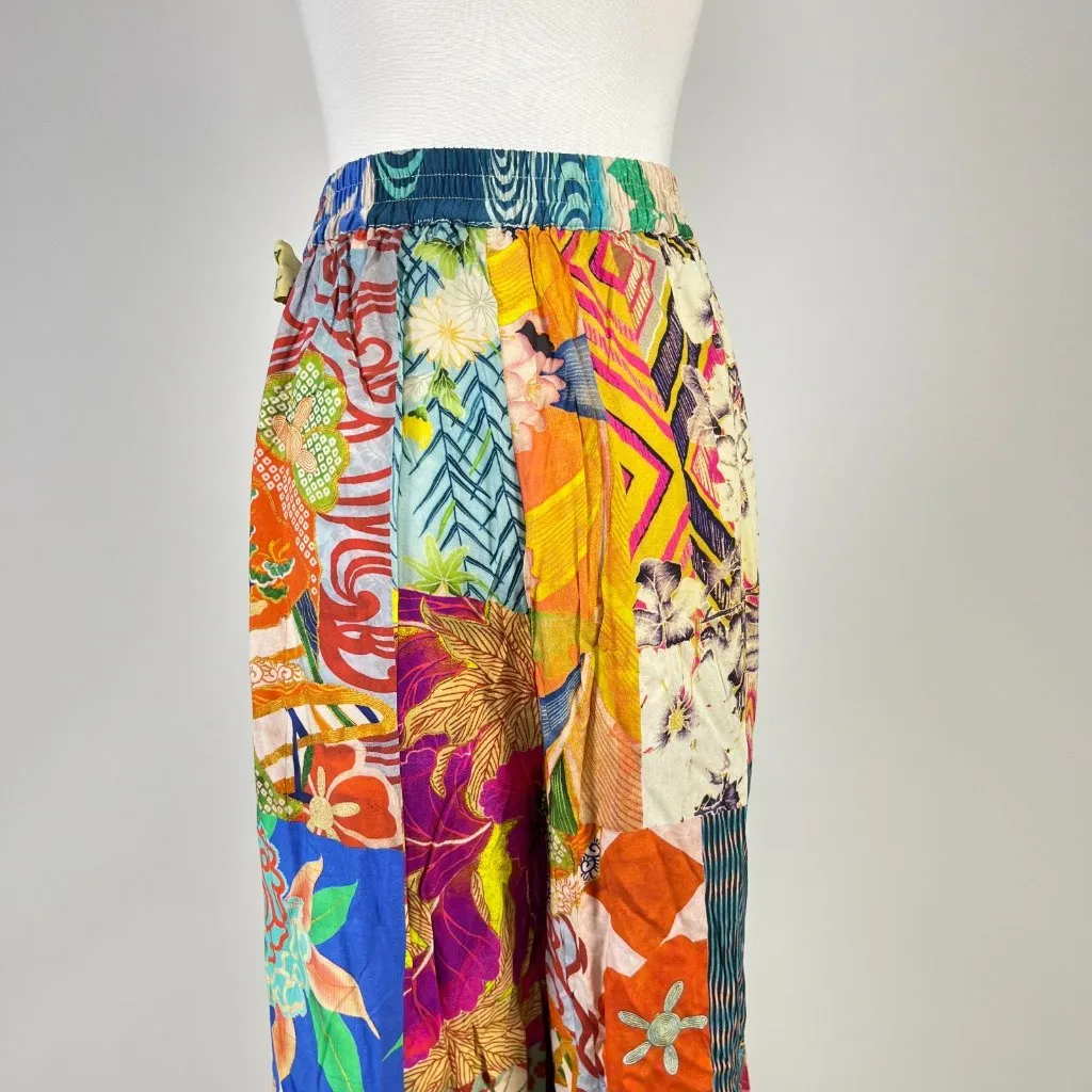 NWOT Johnny Was Soft Side Wrap Pants Womens Sz XL Multicolored Tropical Pull on - Image 7