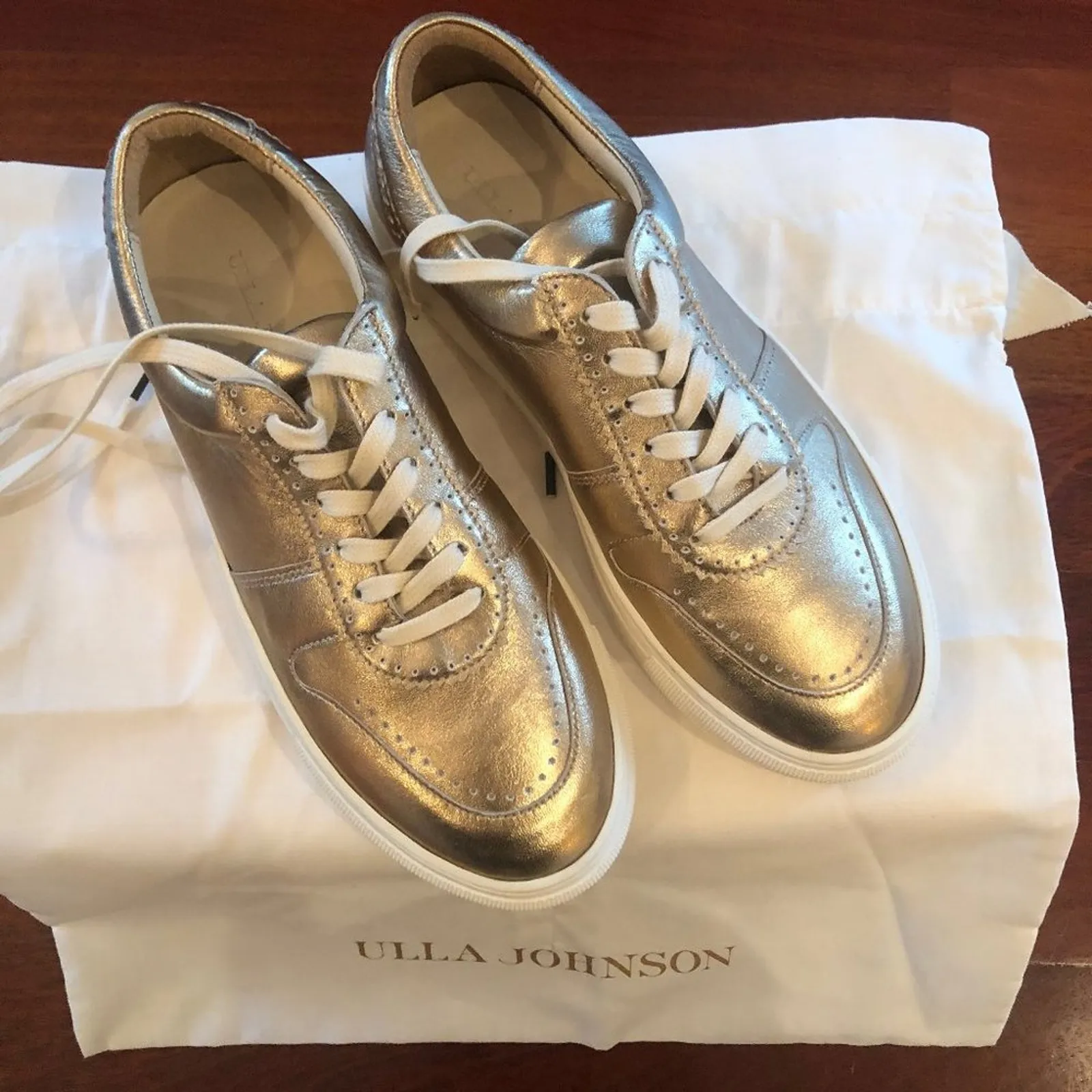 NEW Ulla Johnson Metallic Sneakers Rose Gold - Image 2