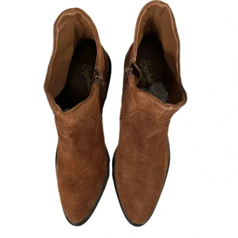 New Seychelles Pretty Little Bird Suede Cognac Brown Boots Fashion Booties Sz 8 - Image 9