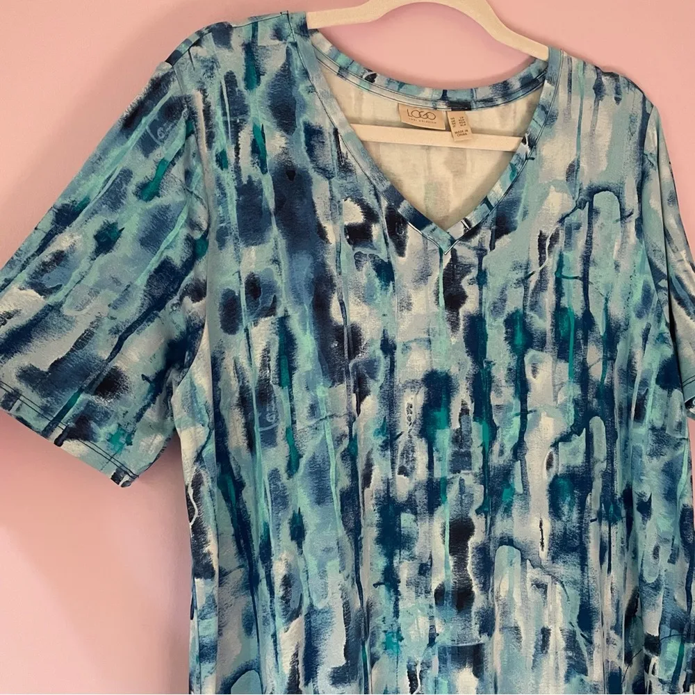 LOGO by Lori Goldstein QVC PL Regular Rayon 230 Elbow Sleeve Dress in Blue Glass - Image 2