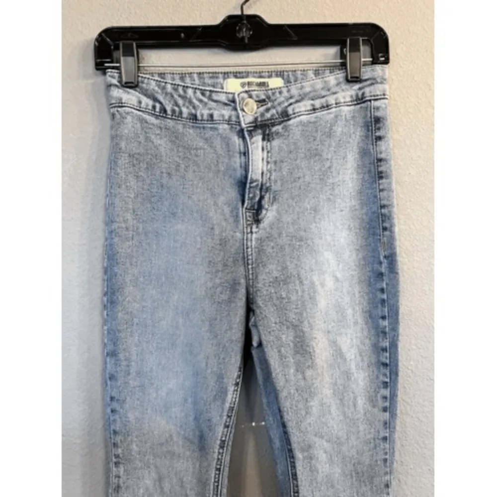 Rock & Roll Denim Bargain Button Bell Bottom Flare Jeans Size 27 X 34 Tall Rodeo Blue - Image 2
