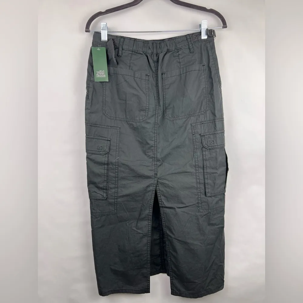 Wild Fable Cargo Midi Skirt Dark Gray Cotton Utility Pockets Belted XS NWT - Image 7