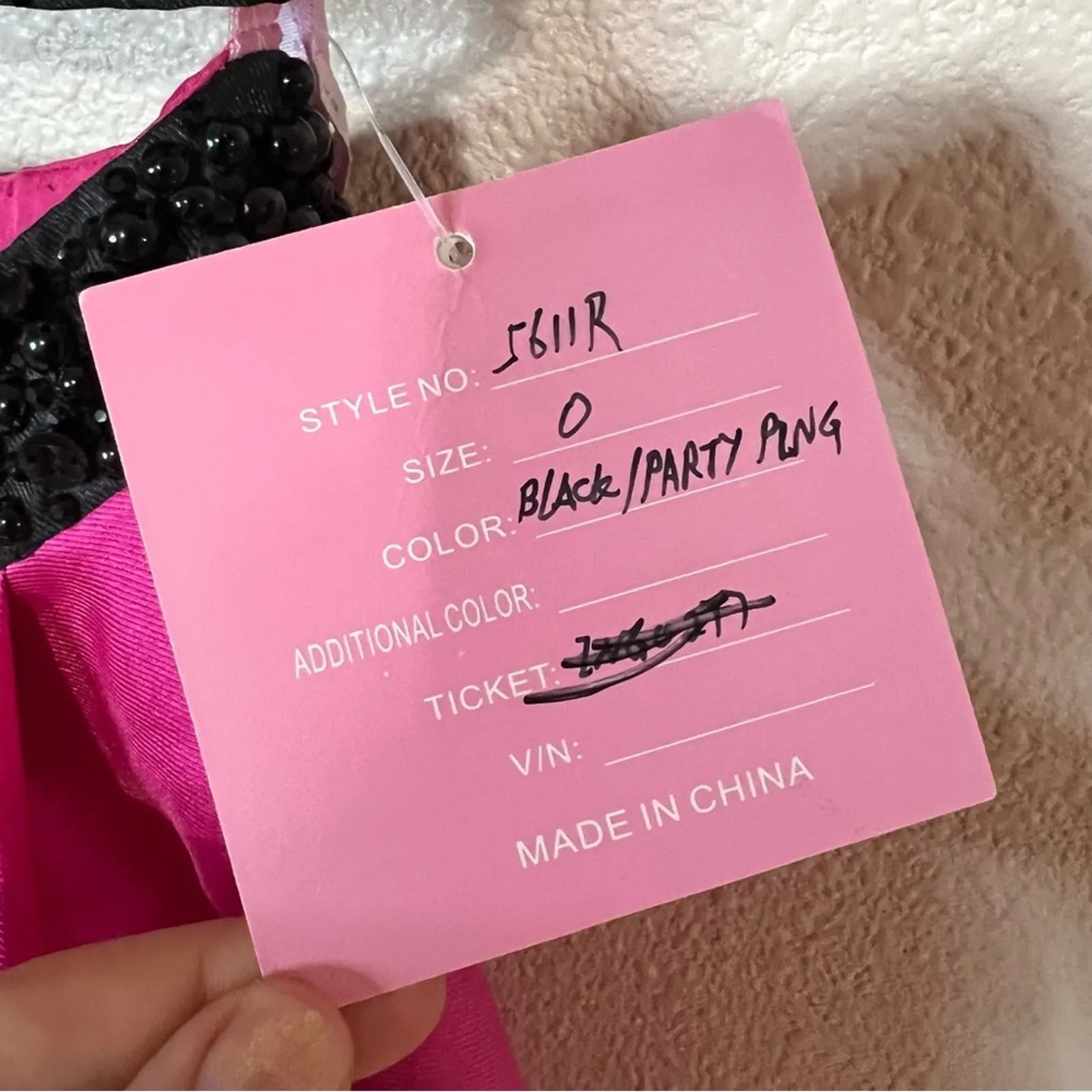 PINK by Alexia Designs 5611 black beaded hot pink satin two piece dress NEW 0 - Image 9