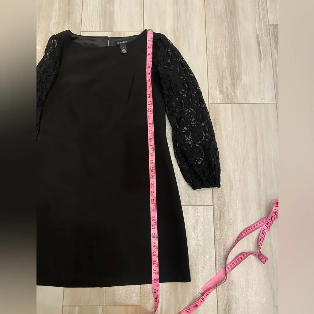 White House Black Market Elegant Black Dress with Lace Statement Sleeves, size 4 - Image 2