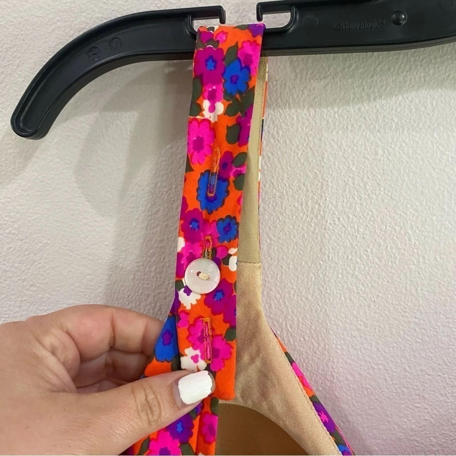 VTG Cole of California Floral Halter One Piece Swimsuit 70s Style Sz 12 Pink - Image 4