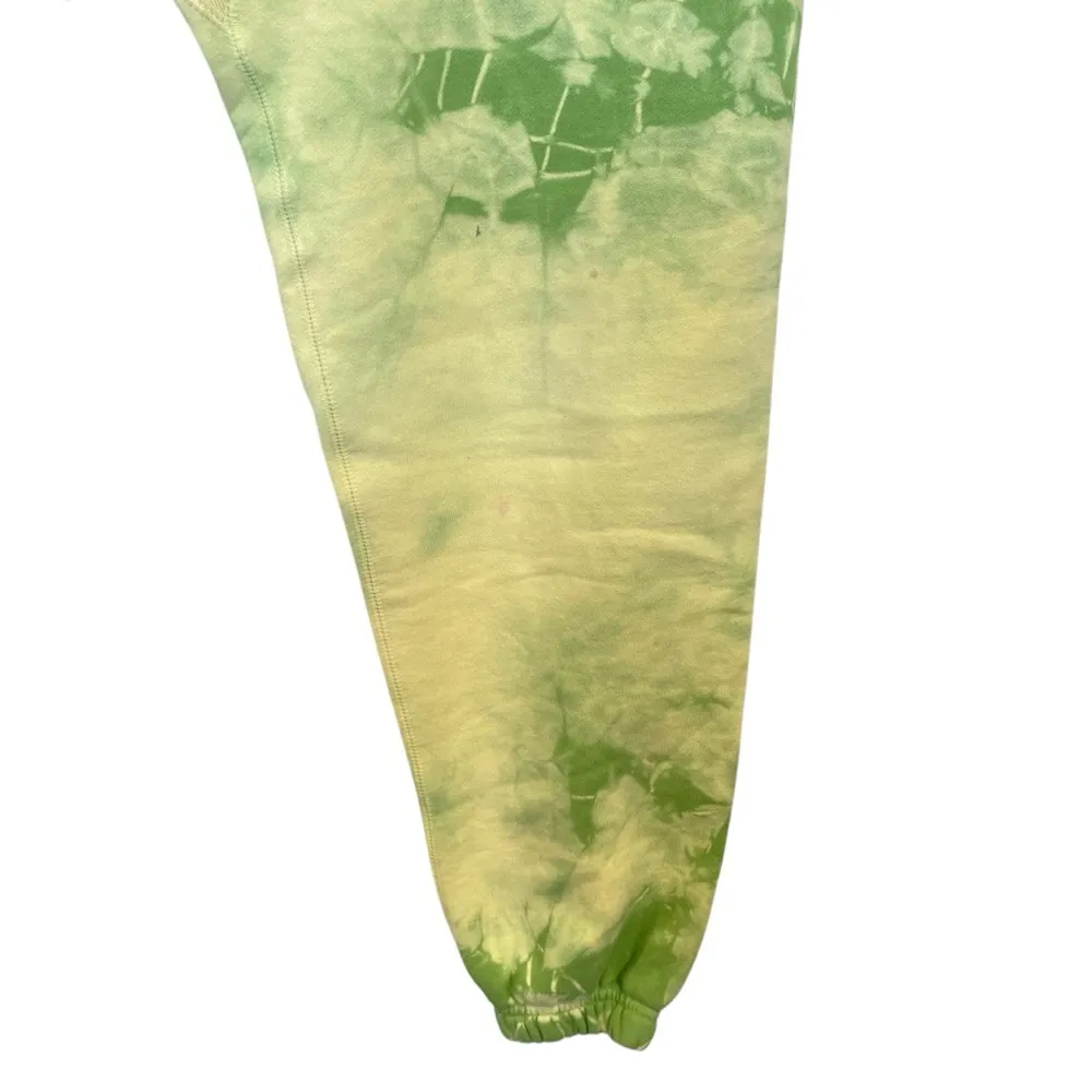 Chinatown Market Tie Dye Sweatpants With Hawaiian Flowers Green/ Yellow Small - Image 4