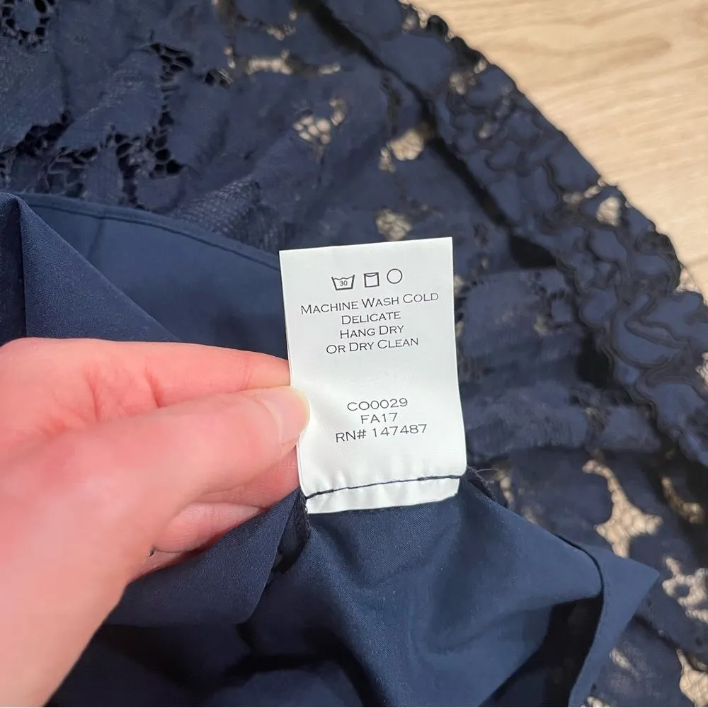 Draper James Nassau Navy Lace Tiered Collar Short Sleeve Dress Size 2 - Image 7