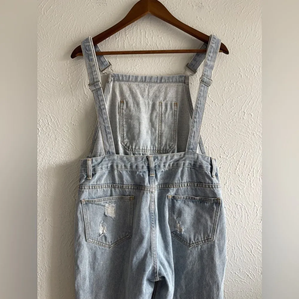 Clothing Distressed Wash Distressed Capri Overalls Size S 100% Cotton - Image 12