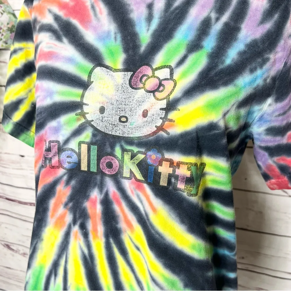 Hello Kitty Rainbow Spiral Tie Dye T-Shirt Size Small - Image 3