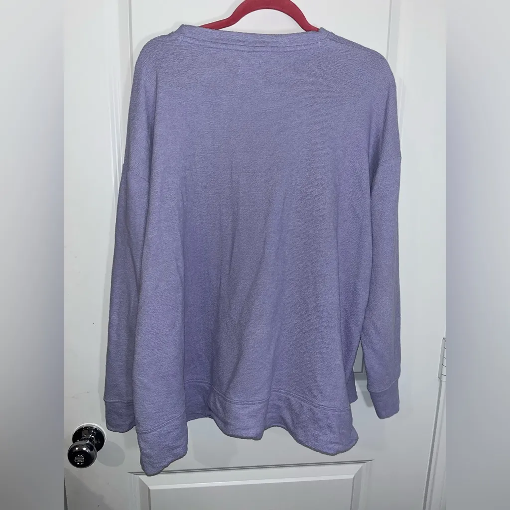 Marley Lilly Lilac Cotton Lounge Crewneck Terry Cloth Long Sleeve Top Sz L-XL - Image 7