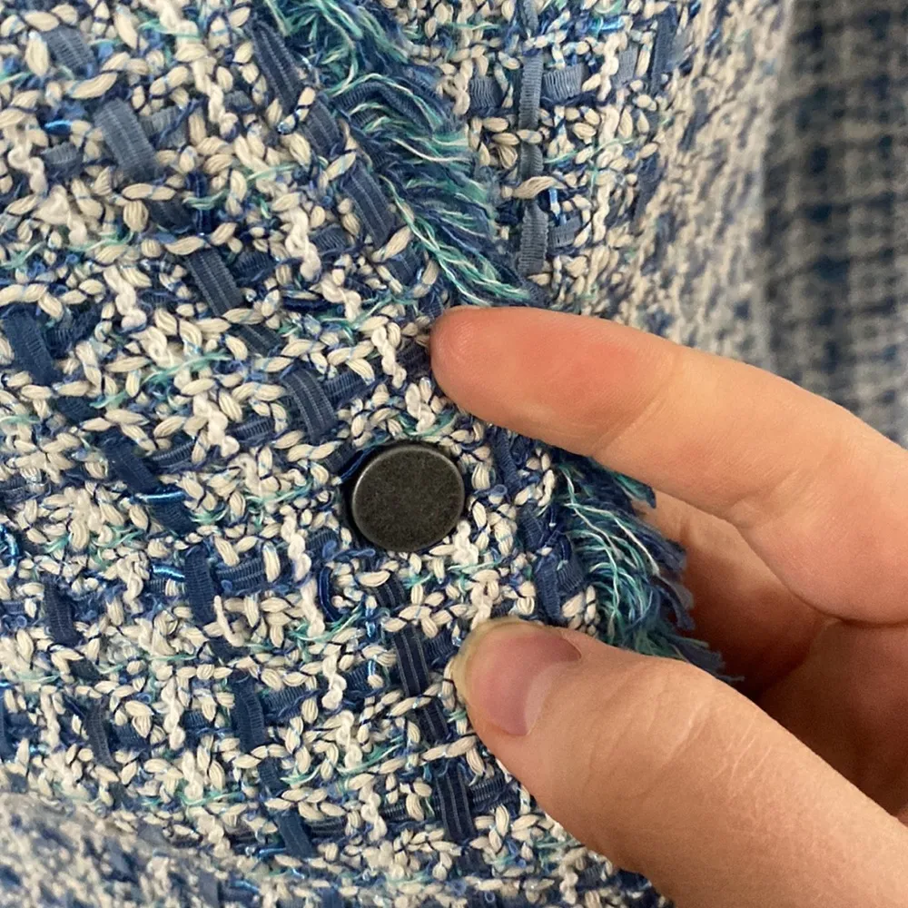 Nic + Zoe Under The Sea Tweed Fringed Jacket size S - Image 9