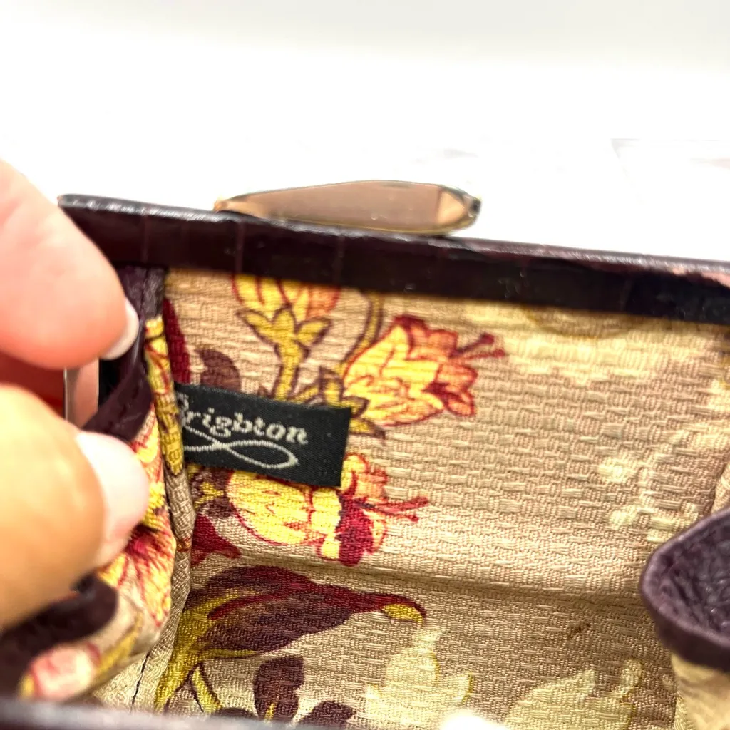 Brighton Dark Brown Crocodile-Embossed Wallet Coin Purse with Heart Vintage - Image 11