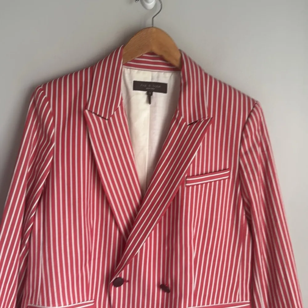 Rag & Bone Fletcher Stripe Blazer Red 14 - Image 6