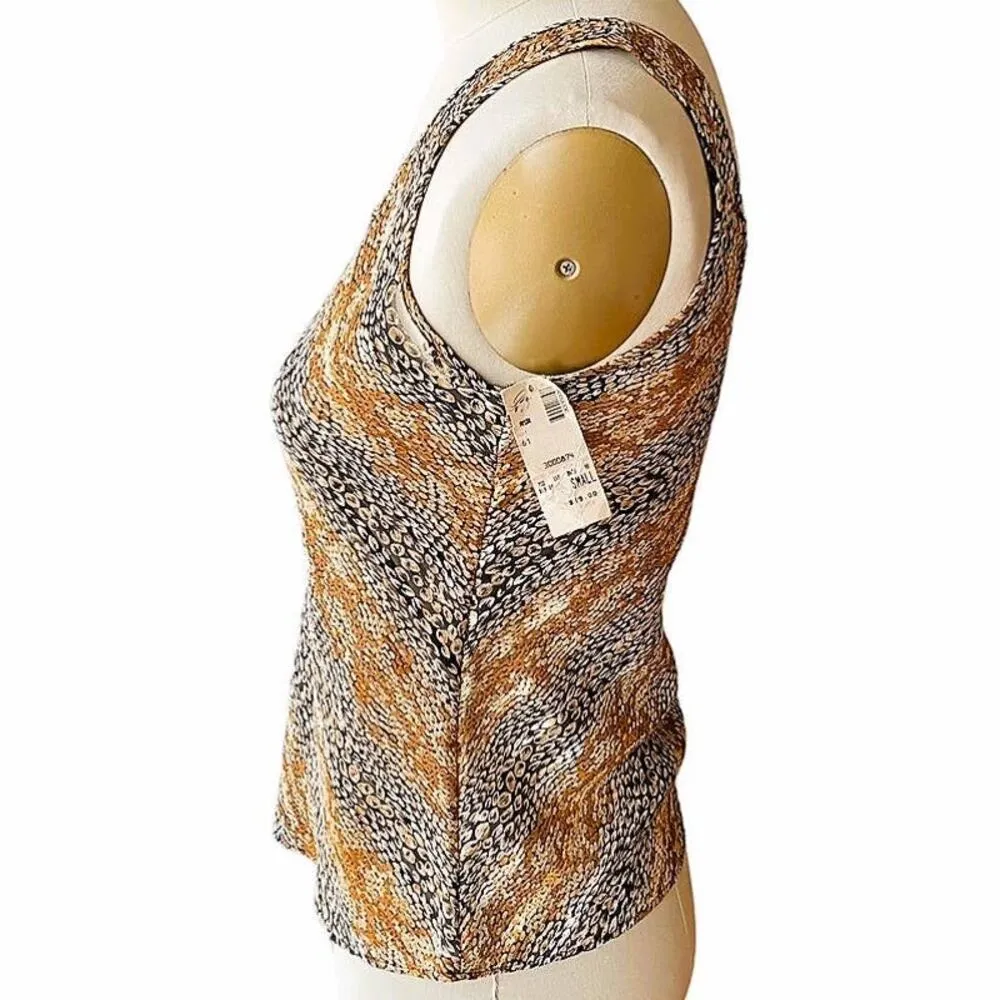 NWT ~ Vintage CINEMA EXOILE Metallic Cami Blouse Top Gold Threaded ~Womens SMALL Brown - Image 3