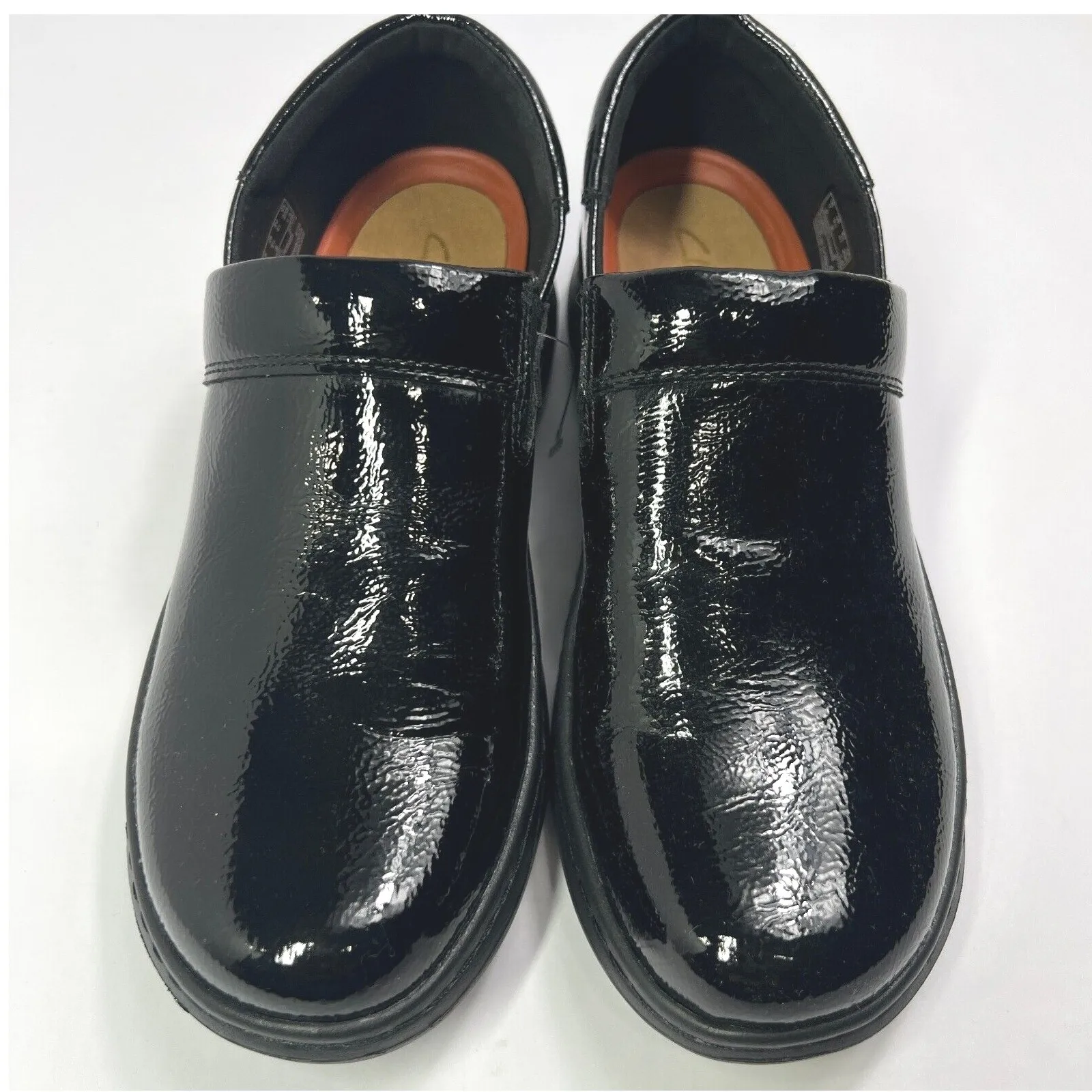 Clarks Slip On Clogs Comfort Work‎ Shoes Patent Leather Black Size 9.5 Casul - Image 2