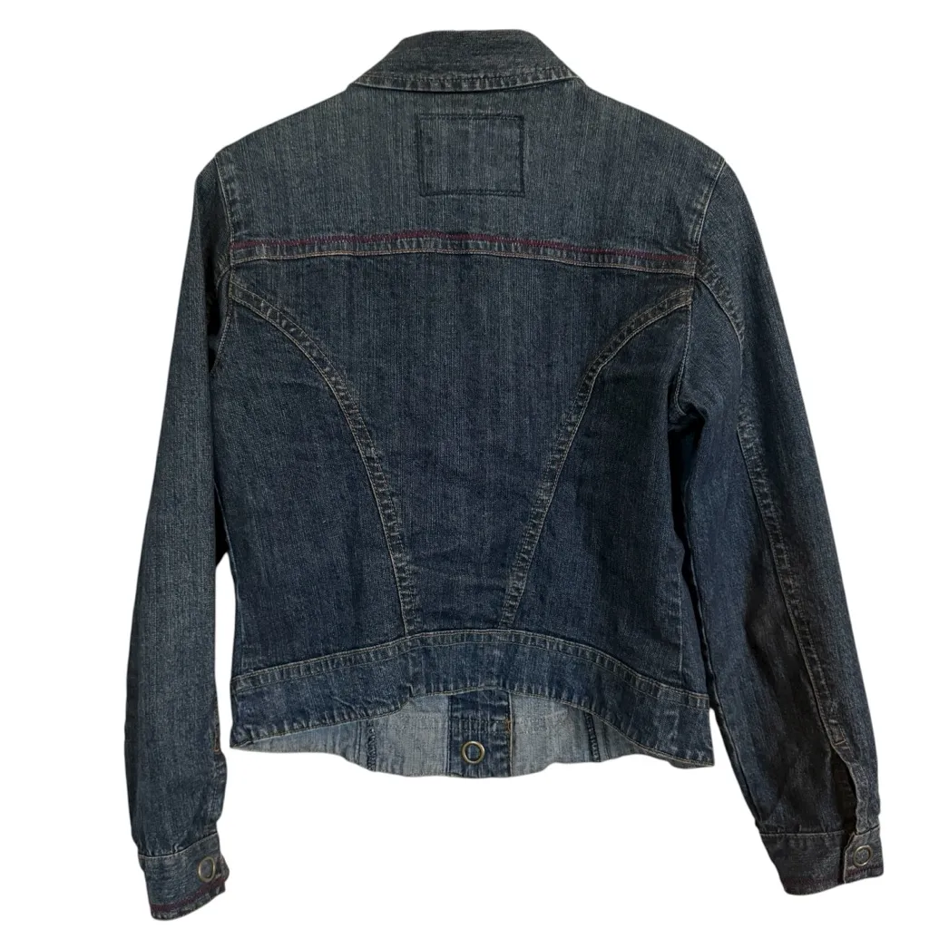 CAbi Artsy Jean Jacket with snap closures and unique Vintage Buttons Size M - Image 3