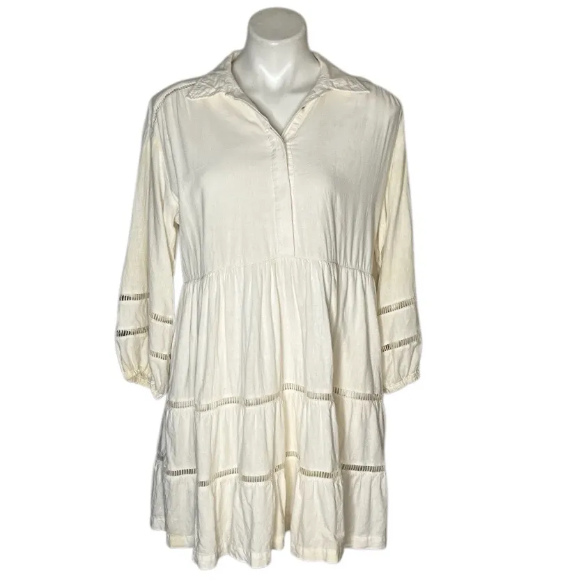 MAEVE Bettina Dress Anthropologie Cream Color Loose Fit Boho Size Medium - Image 3