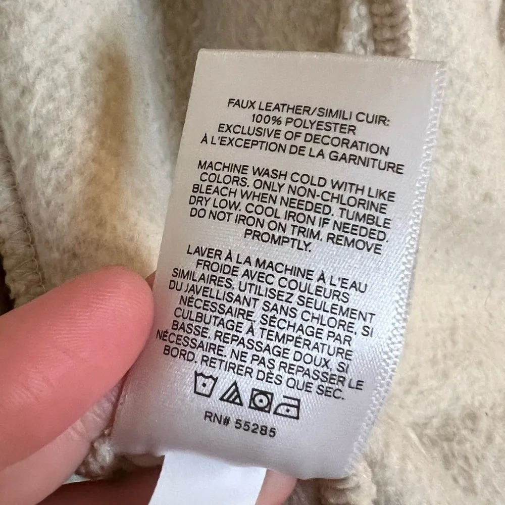 Express Sherpa Soft Fleece Jacket Beige Small NEW - Image 9