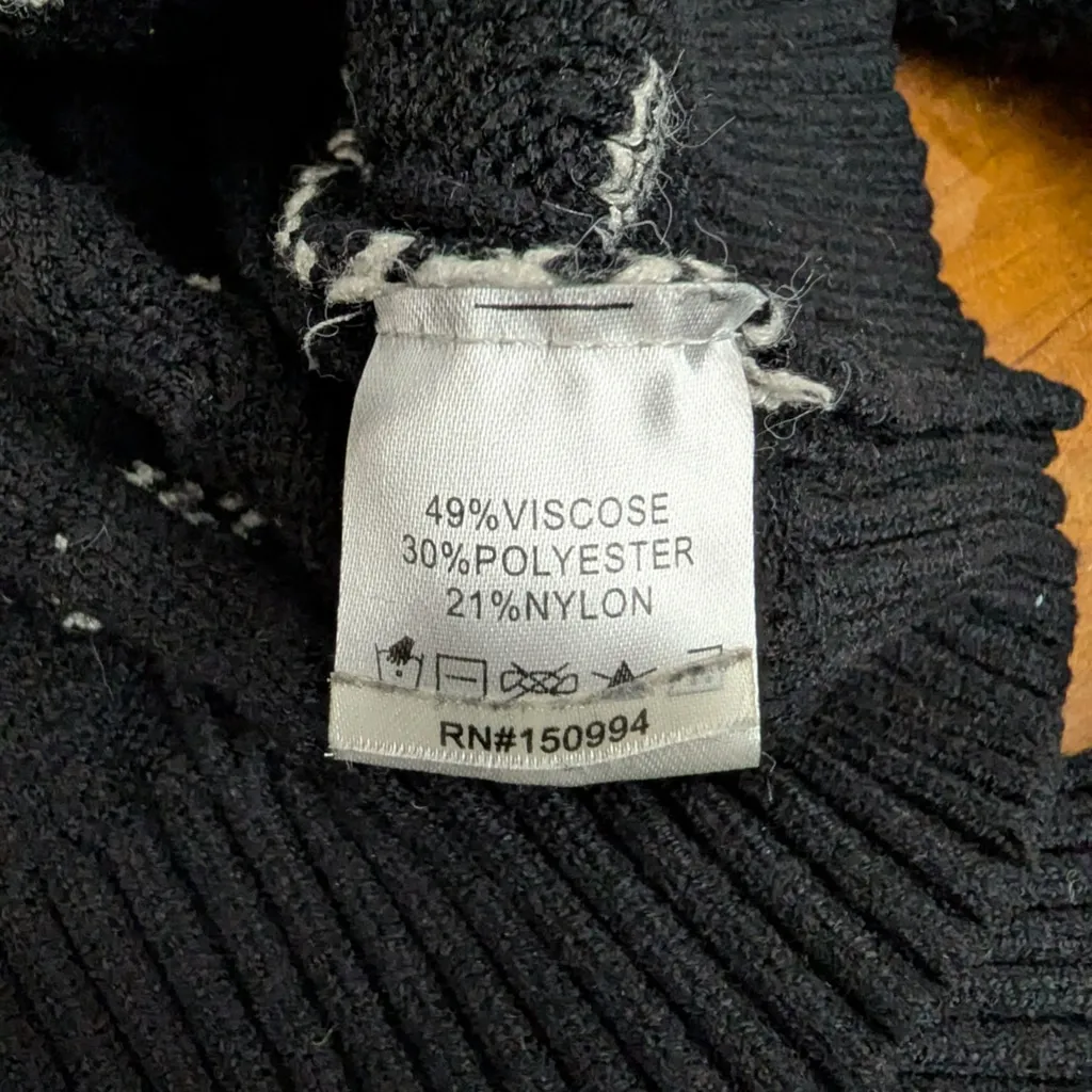 Joie Turtleneck Black with pattern knit sweater XS - Image 6